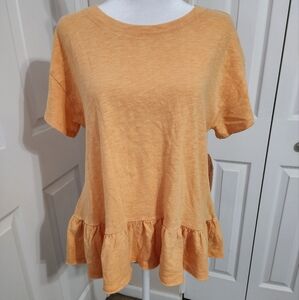 💞4/$20💞 Time and Tru Yellow/Gold Ruffled Short Sleeve Tee Size 8-10